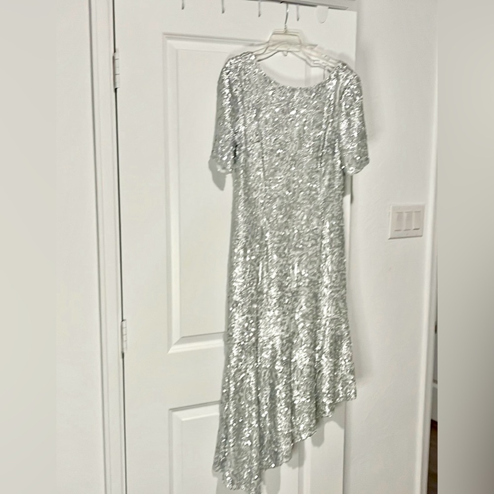 Elegant Formal Asymmetrical Silver Dress